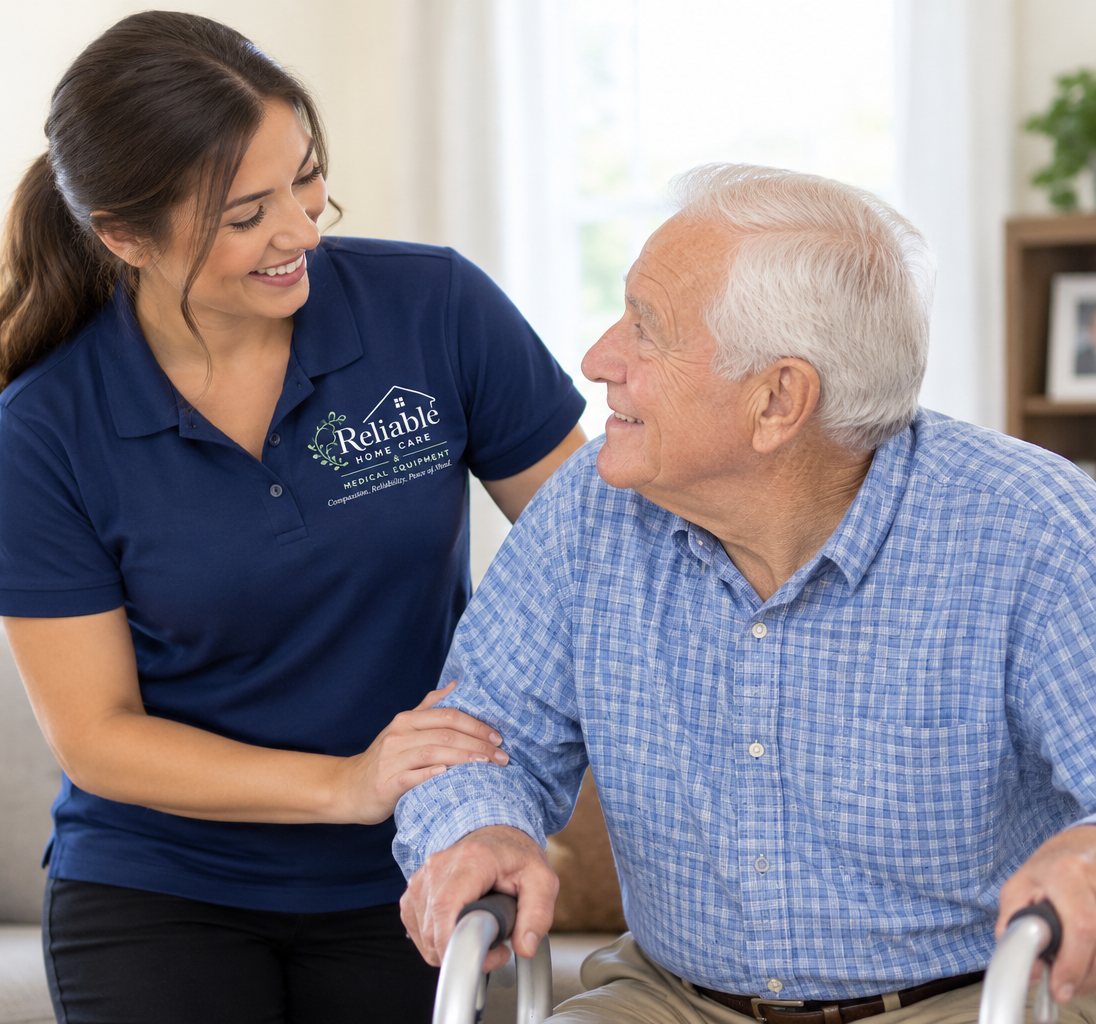 Reliable caregiver sharing a smile with a client